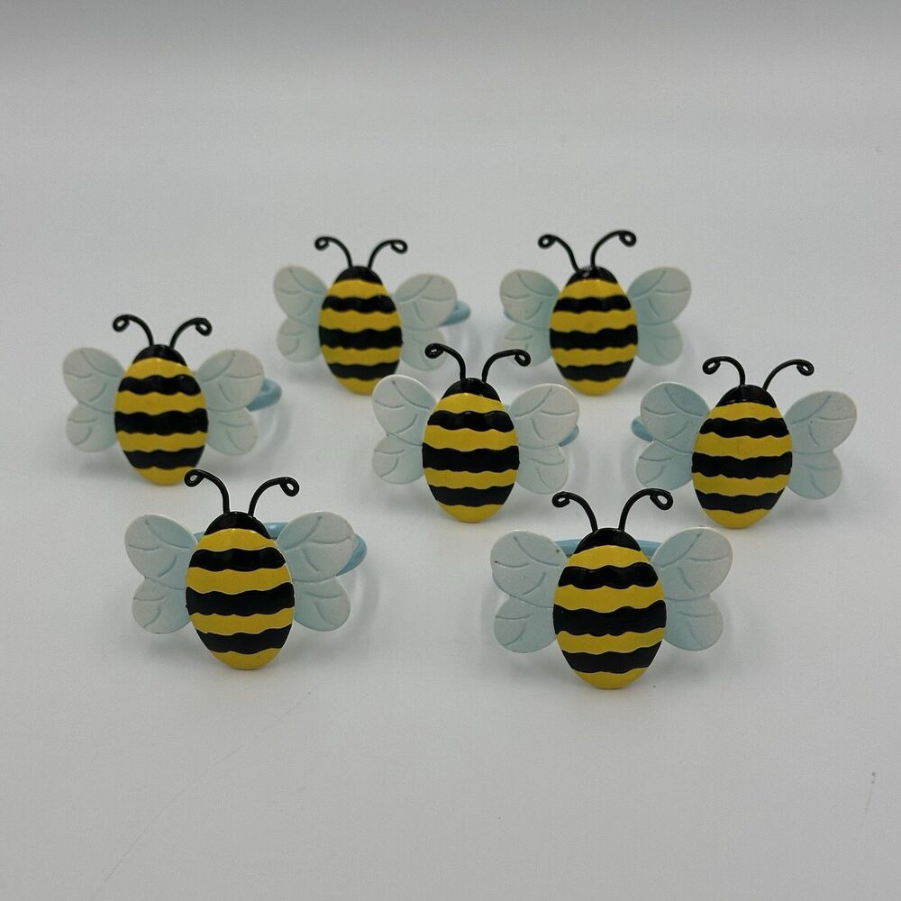 Set of 7 Metal Honeybee Napkin Rings Perfect For Summer! - Picture 5 of 6